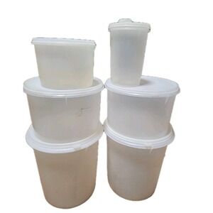 Tupperware GIANT TALL ROUND Storage Container SHEER WHITE 255, 267, 321, 264 Lid